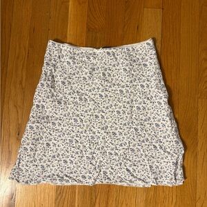 Brandy Melville White Mini Skirt with Blue Floral Print